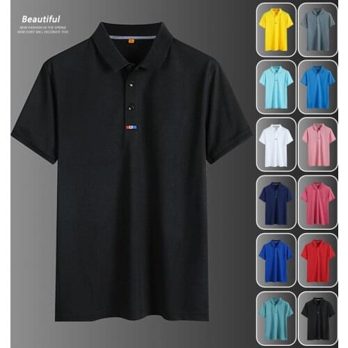 Kksky Solid Color Polo Shirt Men Summer Casual Basic Mens Tops Tee T Shirts Men Clothing Turn-down Collar Button Short Homme 3XL