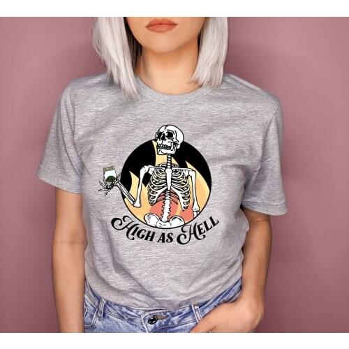 Colored HIGH AS HELL gothic t-shirt unisex women graphic grunge street style tumblr hipster Fashion 100% Cotton tee top tshirt