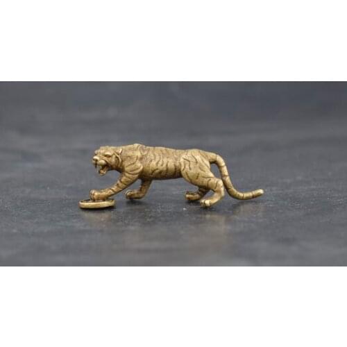 Chinese archaize brass tiger small statue