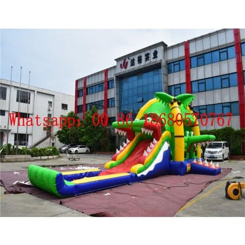 Colorful childrens outdoor activities crocodile inflatable pool slide