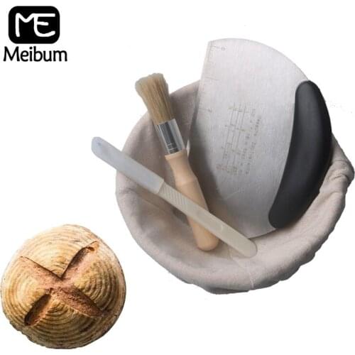 Meibum Round Brotform Banneton Bread Fermentation Rattan Basket Dough Proofing Baskets Linen Liner Knife Scraper Baking Tools