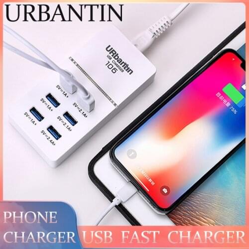 Urbantin 6 Ports Multifunction USB Charger Quick Charging Smart Plug 5V 2A Extension Socket US Plug AU UK EU Home Electronics