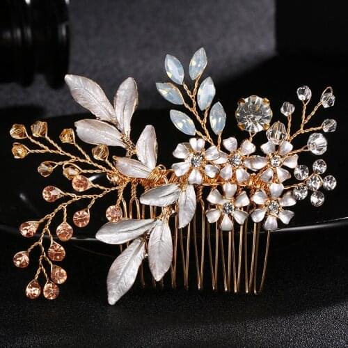 Fashion Pearl Crystal Wedding Hair Jewelry Charm Floral Bridal Hair Combs Women Party Hairpins Wedding Hair Accessories