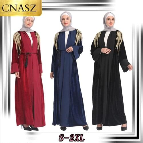 Muslim Abaya Elegant Fashionable Hijab Clothing Middle Eastern Islamic Kaftan Cardigan Womens Robe Dubai Turkey Womens