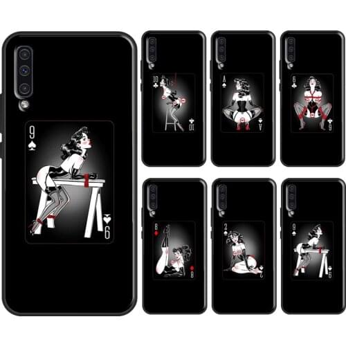 Sexy girl Poker Playing Cards Soft Case For Samsung A21S A20e A10 A20 A40 A50 A70 A12 A52 A11 A31 A41 A51 A71 M31 Coque