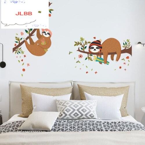 Two sloths on the tree Wall Sticker baby kids rooms bedroom decoration Mural Art Decals Animal stickers home decor wallpaper