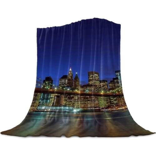 New York City Night View Throw Blanket for Sofa Christmas Decoration Bedspread Portable Microfiber Flannel Blanket
