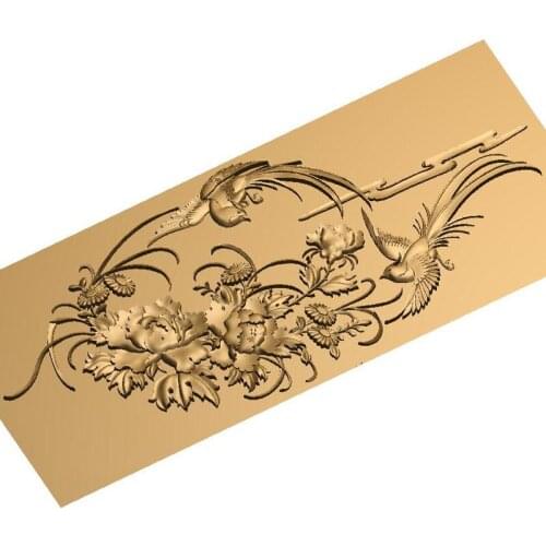 Peony and birds 3D Model STL relief for cnc STL format Furniture flowers 3D STL format furniture decoration