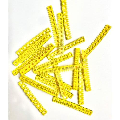 Plastic cable marking clip m-0 m-1 m-2 m-3 alphabit cable marking AZ cable size 1.5 SQMM yellow cable insulation cable marking