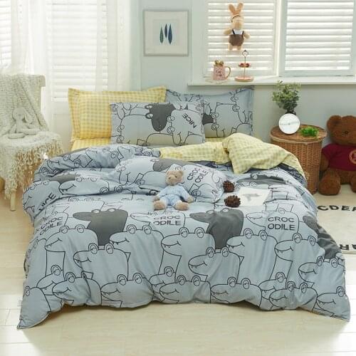 Cartoon Hippo Pattern Duvet Cover 200x200 Pillowcase 3Pcs,220x240 Quilt Cover, Double Queen King Size