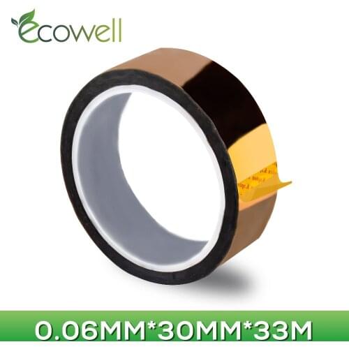 Ecowell Width 30mm Length 33m Kapton-Type/ Polyimide Gold Adhesive Tape for Polyimide Adhesive Tape Insulation 33M30 Kapton tape