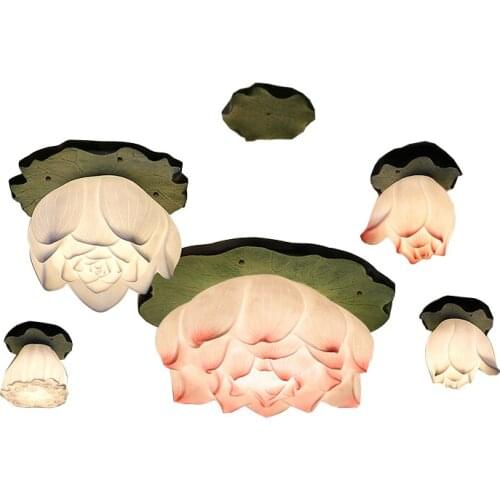 Modern New Ceiling Luminaire Surface Mounted Living Room Bedroom Porch Balcony Aisle Pastoral Creative Pink Lotus Ceiling Lamp