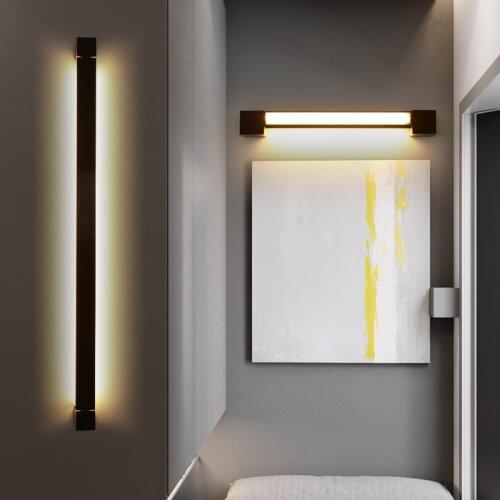 Bedside Wall Lamp Nordic Bedroom Led Strip Mural Lamp Ultra-thin Modern Staircase Living Room Background Wall Mirror Front Lamp