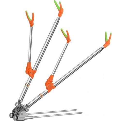 Adjustable Fishing Rod Bracket Two Rods Holder Rack Pole Bracket Tool Stainless Steel Rotating Fishing Tools Accessories X361G