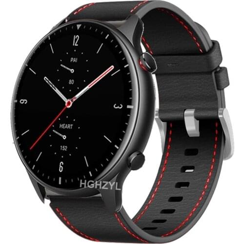 22mm Genuine Leather Strap For Amazfit GTR2 2e Pace Stratos3 2 Business Casual Bracelet for huami Amazfit GTR 47mm band