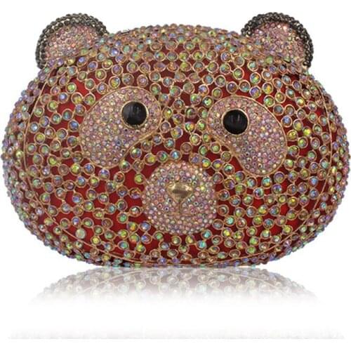 Luxury Animal Bear Shaped Colorful Crystal Diamond Women Bag Girl Wallet Sling Bags For Lady Party Clutch Evening Purse