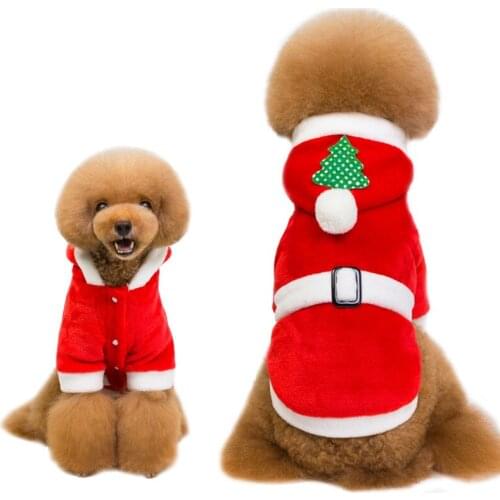 Christmas Dog Outfit Coral fleece Warm Winter Dog Coat Jacket Pomeranian Poodle Bichon Pug French Bulldog Corgi Dog Clothes Xmas