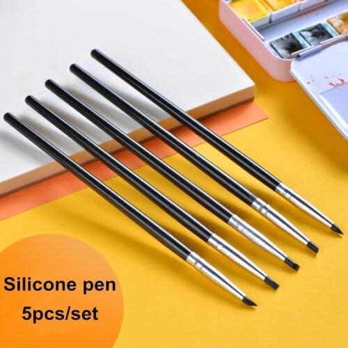 Silicone pen 5pcs/set of blank liquid special pen watercolor oil painting acrylic modeling pen painting texture highlight brush