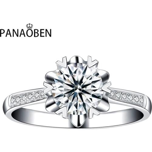 Snowflake Diamond Real 925 Sterling Silver Ring Women Engagement Wedding Party Luxury Exquisite Elegance Charm Cute Gift Jewelry