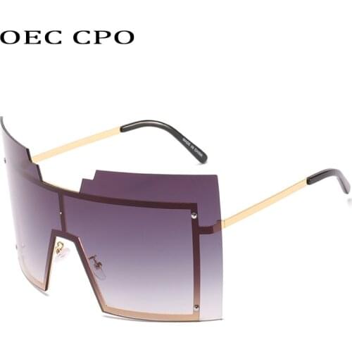 OEC CPO Steampunk Goggle Rimless Sunglasses Women Fashion Oversized Metal Frame Glasses Men Female Shades Retro Colors Oculos