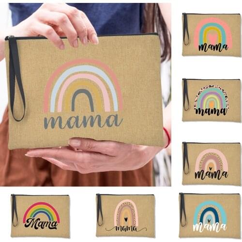 Mama Alphabet Causal Women Large Clutch Bag Fashion Mom Life Printed Makeup Pouch Cosmetic Bags for Ladies Zipper Handbag