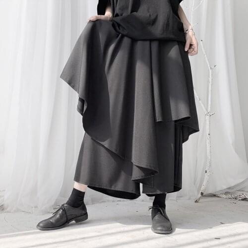 Dark department Stacked pants womens skirt pants loose design irregular wide-leg pants skirt pants women bottoms pants