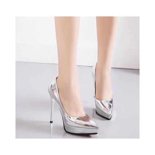 Fashion ladies wedding shoes 2020 new Pumps womens high-heeled thick bottom shallow mouth fine root 12cm ladies office shoes
