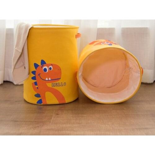 Waterproof laundry organizer bag Blue yellow dinosaur dirty laundry hamper for kid Collapsible home laundry basket storage