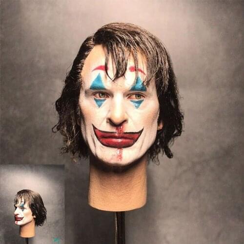 XT001 JK02 1/6 Male Clown Hair Transplant Head Carving Model Joker Joaquin Head Sculpt Fit 12'' Action Figure Body In Stock