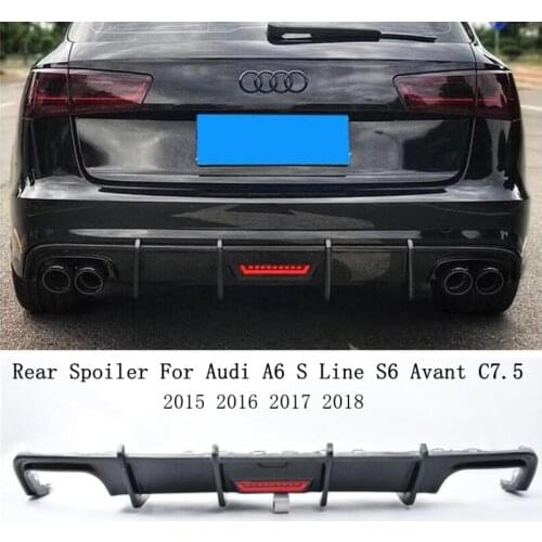 High Quality Carbon Fiber Rear Diffuser Lip Spoiler For Audi A6 S6 Allroad Avant 2015 2016 2017 2018 Car Bumper Accessories