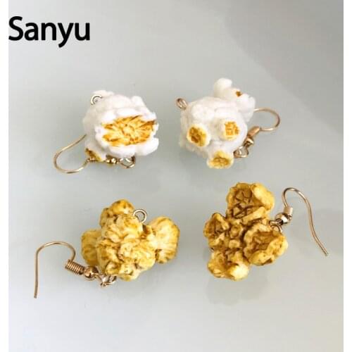 New Arrival Funny Popcorn Fried Chicken Food Drop Earrings for Women Girl DIY Handmade Creative Unique Dangle Earrings Jewelry