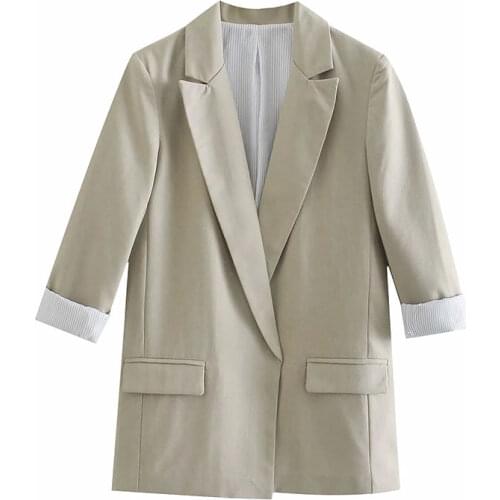 Nlzgmsj Za Women 2021 Spring Autumn Women Linen Blazer Elegant Casual Solid Suit Outwear Large Size Outerwear Coat 202106