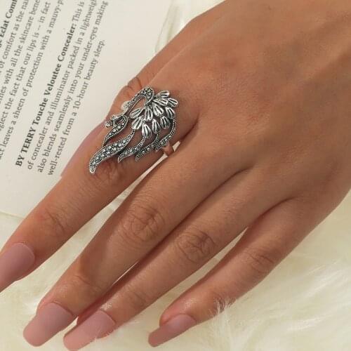 1 Piece New Retro Punk Ring For Women Exaggerated Peacock Rings Fashion Personality Stereoscopic Opening Adjustable Ring Jewelry