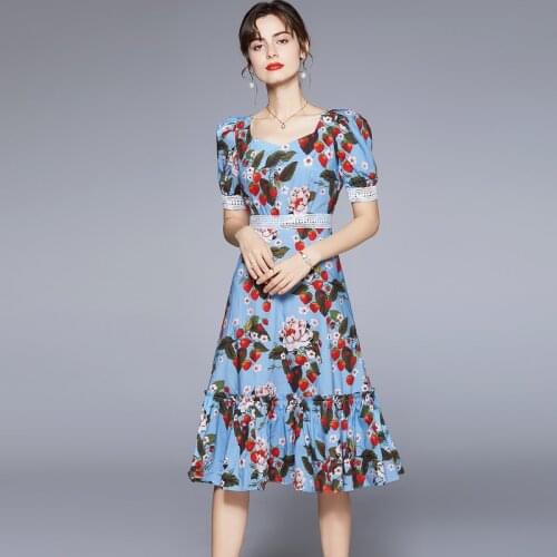ZUOMAN Women Summer Casual Floral Dress Festa High Quality Long Elegant Party Robe Femme Runway Vintage Lace Designer Vestidos