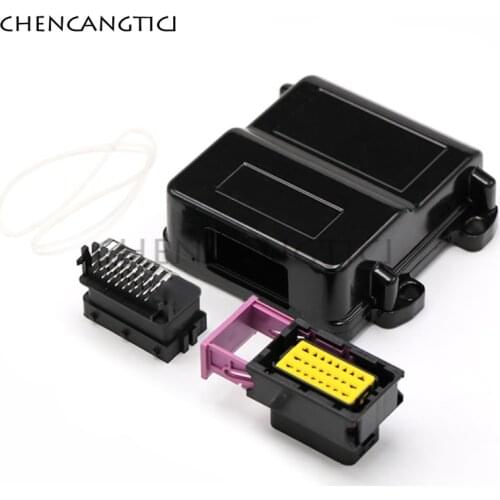 1 Set 24 Pin Way Automotive ECU Aluminum PCB Box Enclosure With Mating Male Female Fci Connectors