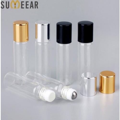 100 Pcs/Lot Mini Glass Perfume Bottles With Roll On Empty Cosmetic Essential Oil For Travel With Glass Steel Ball Roller Bottle