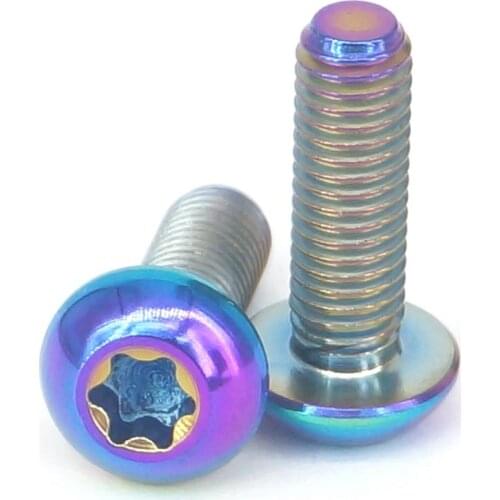 2 PCS M5x16mm Rainbow GR5 Titanium Dome Button Head Screw T25 Torx For Bike Bottle Cage