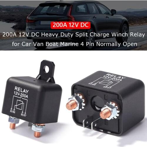 200A 12V DC Heavy Duty Split Charge Winch Relay Terminal for Car Van Boat Marine 4 Pin Normally Open Car Relay Accessories