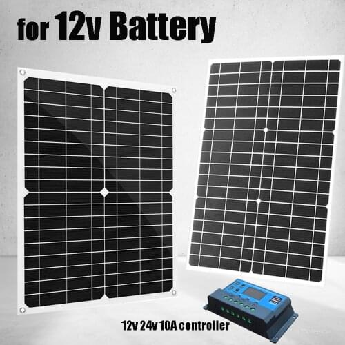 30w 20w flexible solar panel 12v battery 5v cellphone powerbank charger 10A controller for car boat camping outdoor energy kit