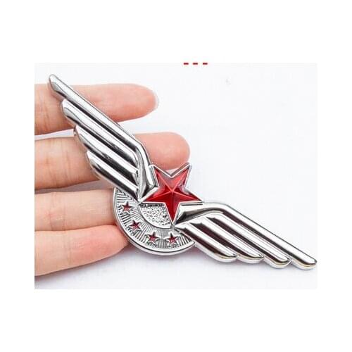 3D Silver Auto Modified Military Stickers The Wing Pentacle Car Trunk Side Seal Decal Badge Car Accessories