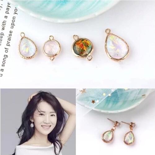 6pc Korea Alloy Mermaid Water Drop Double Hanging Round Pendant Vintage Drop Earrings For Women Material Diy Jewelry Accessories