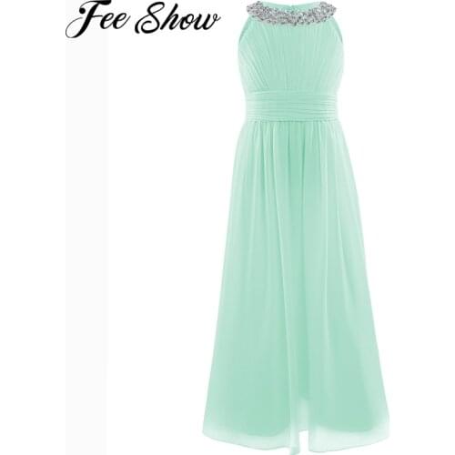 Girls Teenage Embroidered Flower Formal Party Ball Gown Prom Princess Bridesmaid Wedding Children First Communion Tutu Dress
