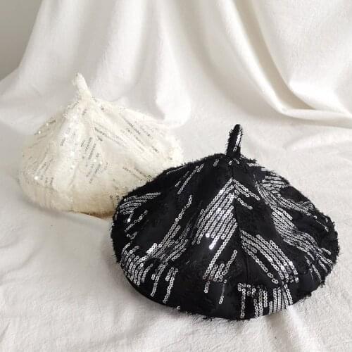 2020 Fashion Women Sequins Beret Female Bonnet Caps Sequins diamond decoration All Matched Dance Party Walking Hat Shining Cap