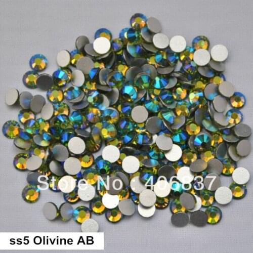 Free Shipping! 1440pcs/Lot, ss5 (1.7-1.9mm) Olivine AB Flat Back Nail Art Glue On Non Hotfix Rhinestones