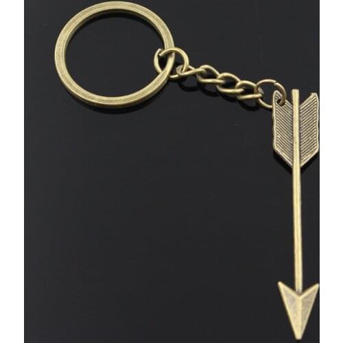 New Fashion Men 30mm Keychain DIY Metal Holder Chain Vintage Arrow 64x11mm Bronze Pendant Gift