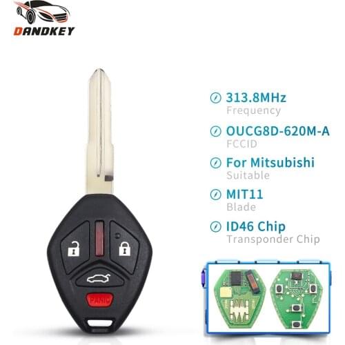 Dandkey For Mitsubishi OUCG8D-620M-A Transponder Chip ID46 313.8Mhz For Mitsubishi Galant Eclipse 2007-2012 Uncut MIT11 Blade