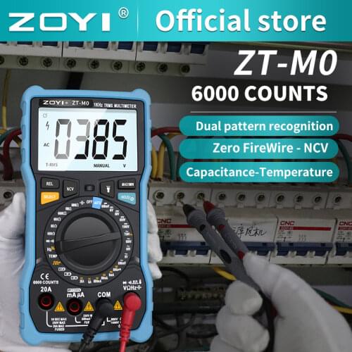 ZOYI ZT-M0 Digital Multimeter 6000 Counts Smart Recognition Manual Range Avometer Transistor Capacitor