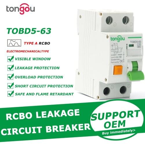 Type A RCBO 6KA 1P+N 16A 25A 32A 40A Electromechanical Residual Current Circuit Breaker With Over Current and Leakage Protection