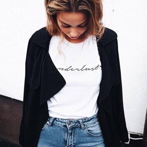 Wanderlust Cotton T-shirt Casual Women Short Sleeve Road Trip Tshirt Aesthetic 90s Tumblr Adventure Travel Top Tee Shirt