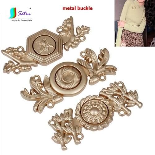 China Style Cheongsam Plum Bossom Orchid Bamboo Pine decoration Matte Light Gold Metal Neckline Coat Buckle